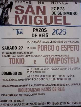 Fechas, información, programa, cartel, imágenes, mapa y ubicación de San Miguel Arcángel de Pazos de Reis (2025)  en  Tui