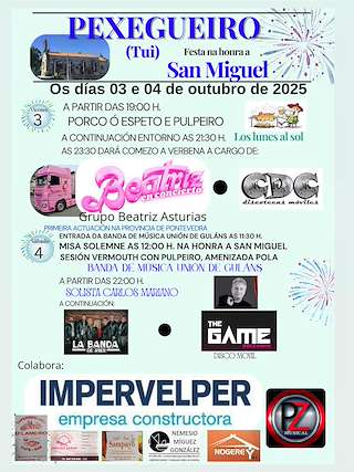 Fechas, información, programa, cartel, imágenes, mapa y ubicación de San Miguel Arcángel de Pexegueiro (2025)  en  Tui