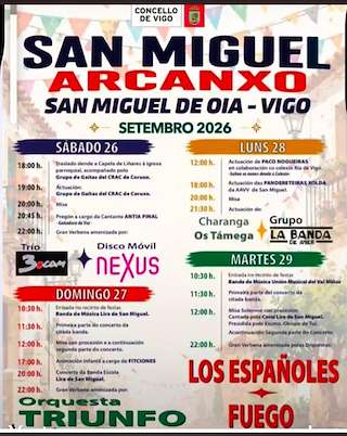 Fechas, información, programa, cartel, imágenes, mapa y ubicación de San Miguel Arcanxo de Oia (2026) en Vigo
