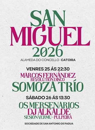 Fechas, información, programa, cartel, imágenes, mapa y ubicación de San Miguel (2026) en Catoira