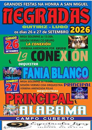 Fechas, información, programa, cartel, imágenes, mapa y ubicación de San Miguel de As Negradas (2026) en Guitiriz