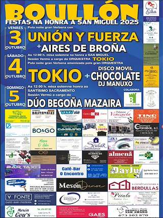 Fechas, información, programa, cartel, imágenes, mapa y ubicación de San Miguel de Boullón (2025)  en  Brión