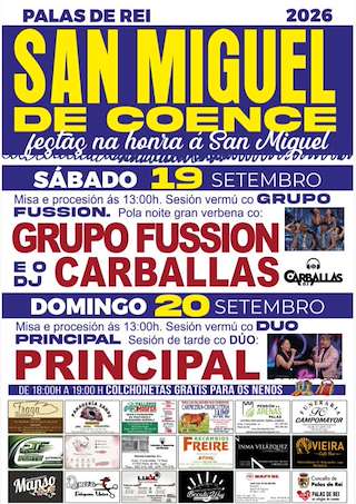 Fechas, información, programa, cartel, imágenes, mapa y ubicación de San Miguel de Coence (2026) en Palas de Rei