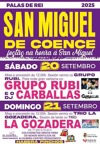 Fechas, información, programa, cartel, imágenes, mapa y ubicación de San Miguel de Coence  en  Palas de Rei