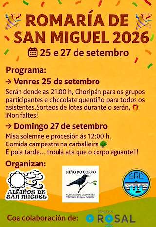 Fechas, información, programa, cartel, imágenes, mapa y ubicación de San Miguel de Tabagón (2026) en O Rosal