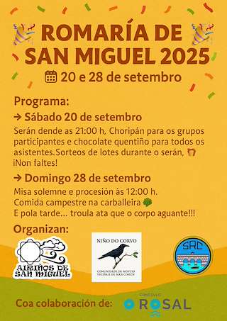Fechas, información, programa, cartel, imágenes, mapa y ubicación de San Miguel de Tabagón  en  O Rosal