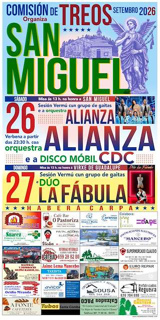 Fechas, información, programa, cartel, imágenes, mapa y ubicación de San Miguel e a Virxe de Guadalupe de Treos (2026) en Vimianzo