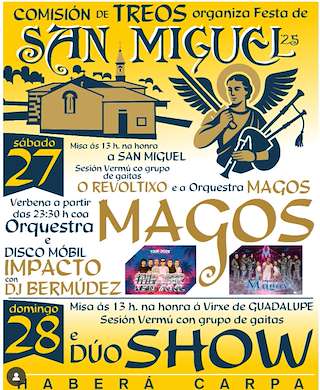 Fechas, información, programa, cartel, imágenes, mapa y ubicación de San Miguel e a Virxe de Guadalupe de Treos (2025)  en  Vimianzo