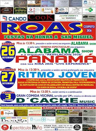 Fechas, información, programa, cartel, imágenes, mapa y ubicación de San Miguel e San Antón de Roás  (2026) en Cospeito