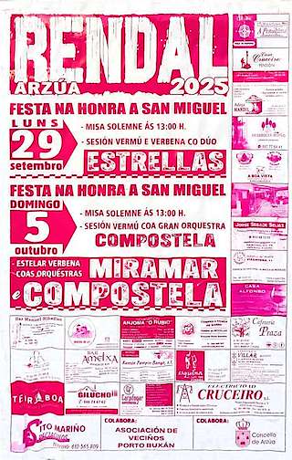 Fechas, información, programa, cartel, imágenes, mapa y ubicación de San Miguel e San Froilán de Rendal (2025)  en  Arzúa