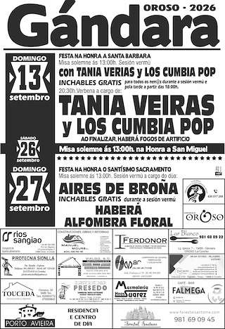 Fechas, información, programa, cartel, imágenes, mapa y ubicación de San Miguel e Santísimo Sacramento de Gándara (2026)  en  Oroso