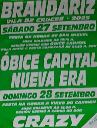 Fechas, información, programa, cartel, imágenes, mapa y ubicación de San Miguel e Virxe do Carme de Brandariz  (2025)  en  Vila de Cruces
