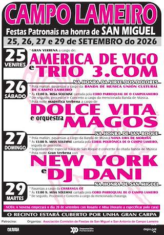 Fechas, información, programa, cartel, imágenes, mapa y ubicación de San Miguel (2026) en O Campo Lameiro
