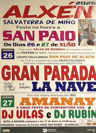 Fechas, información, programa, cartel, imágenes, mapa y ubicación de San Paio de Alxén (2026) en Salvaterra do Miño