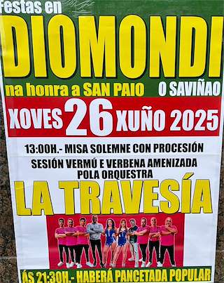 Fechas, información, programa, cartel, imágenes, mapa y ubicación de San Paio de Diomondi  en  O Saviñao