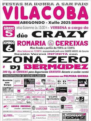 Fechas, información, programa, cartel, imágenes, mapa y ubicación de San Paio - Romaría das Cereixas de Vilacoba  en  Abegondo