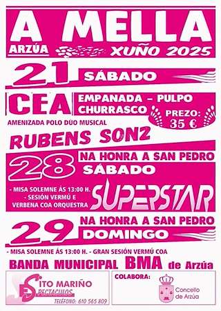 Fechas, información, programa, cartel, imágenes, mapa y ubicación de San Pedro de A Mella  en  Arzúa