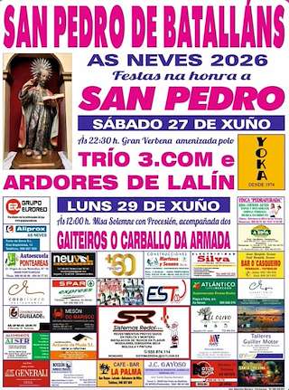 Fechas, información, programa, cartel, imágenes, mapa y ubicación de San Pedro de Batalláns (2026) en As Neves