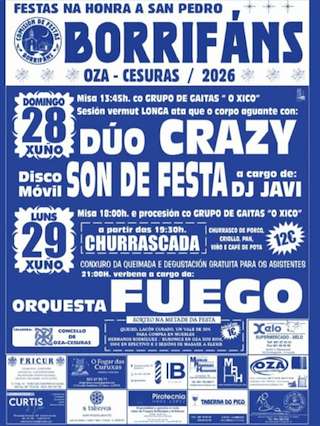 Fechas, información, programa, cartel, imágenes, mapa y ubicación de San Pedro de Borrifans (2026) en Oza Cesuras