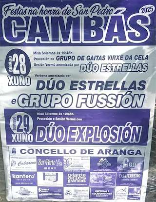 Fechas, información, programa, cartel, imágenes, mapa y ubicación de San Pedro de Cambás  en  Aranga