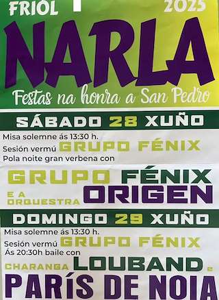 Fechas, información, programa, cartel, imágenes, mapa y ubicación de San Pedro de Narla  en  Friol