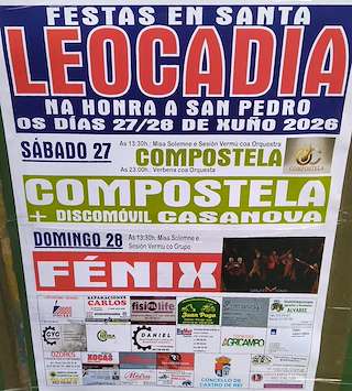 Fechas, información, programa, cartel, imágenes, mapa y ubicación de San Pedro de Santa Leocadia (2026) en Castro de Rei