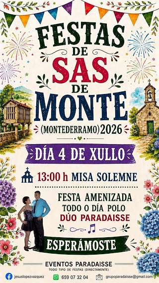 Fechas, información, programa, cartel, imágenes, mapa y ubicación de San Pedro de Sas do Monte (2026)  en  Montederramo
