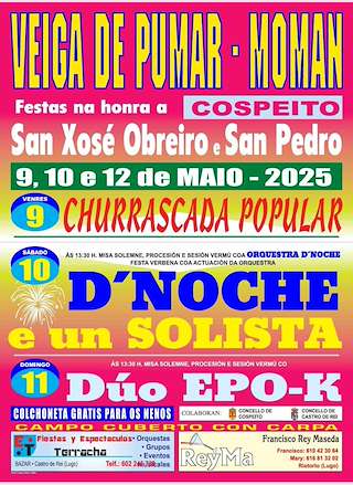 Fechas, información, programa, cartel, imágenes, mapa y ubicación de San Pedro e San Xosé Obreiro de Veiga do Pumar  en  Cospeito