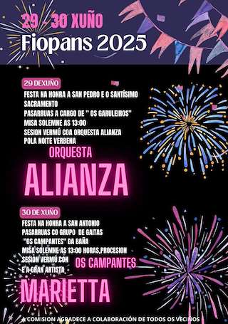 Fechas, información, programa, cartel, imágenes, mapa y ubicación de San Pedro e Santísimo Sacramento de Fiopans  en  A Baña