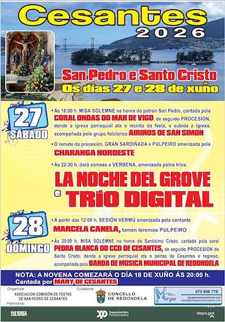 Fechas, información, programa, cartel, imágenes, mapa y ubicación de San Pedro e Santo Cristo de Cesantes (2026) en Redondela