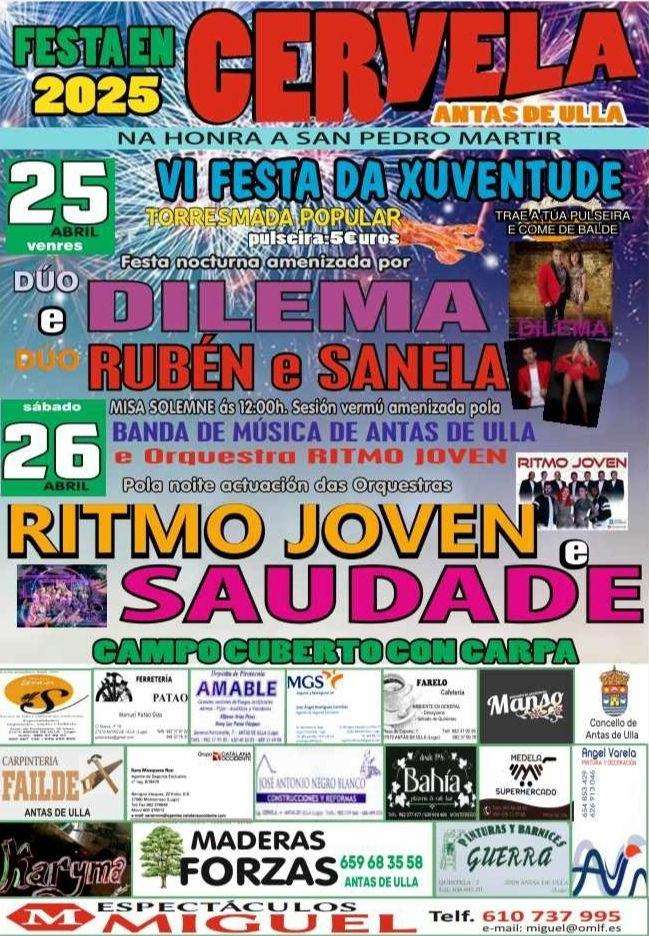 San Pedro Mártir e VI Festa da Xuventude de Cervela (2025) en Antas de Ulla