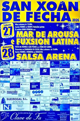 Fechas, información, programa, cartel, imágenes, mapa y ubicación de San Pedro, San Xoán e a Virxe do Carme de Fecha (2026) en Santiago de Compostela