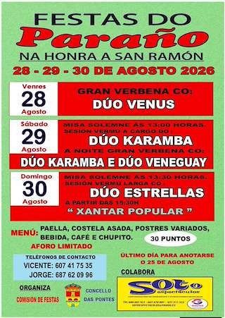 Fechas, información, programa, cartel, imágenes, mapa y ubicación de San Ramón de Paraño (2026)  en  As Pontes de García Rodríguez