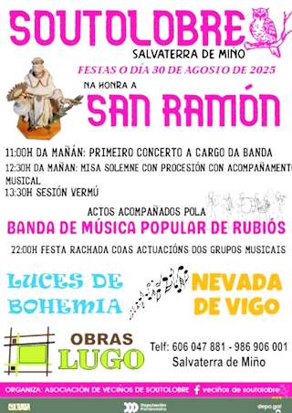Fechas, información, programa, cartel, imágenes, mapa y ubicación de San Ramón de Soutolobre  en  Salvaterra do Miño
