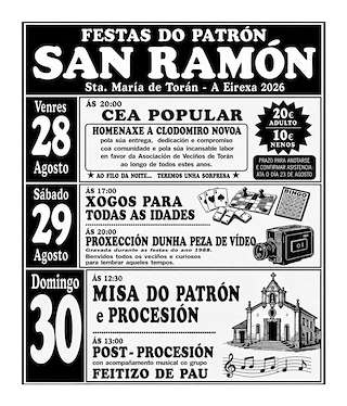 Fechas, información, programa, cartel, imágenes, mapa y ubicación de San Ramón de Torán (2026)  en  Taboadela