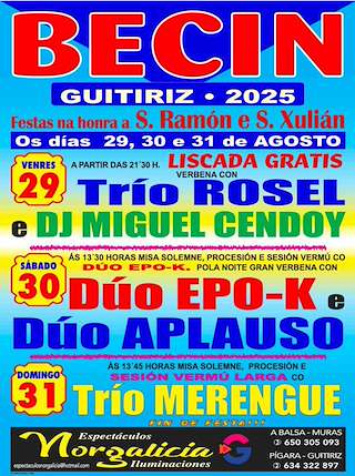 Fechas, información, programa, cartel, imágenes, mapa y ubicación de San Ramón e San Xulián de Becín  en  Guitiriz