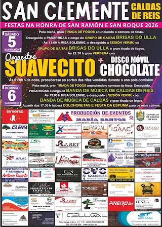 Fechas, información, programa, cartel, imágenes, mapa y ubicación de San Ramón y San Roque de San Clemente (2026) en Caldas de Reis
