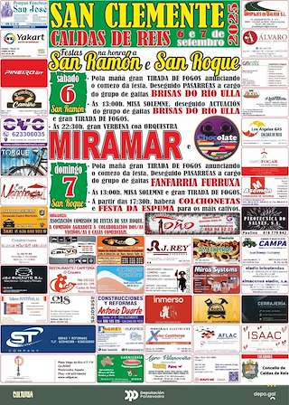 Fechas, información, programa, cartel, imágenes, mapa y ubicación de San Ramón y San Roque de San Clemente  en  Caldas de Reis
