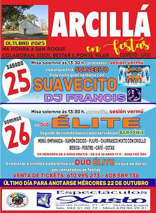 Fechas, información, programa, cartel, imágenes, mapa y ubicación de San Roque de Arcillá - Sisoi - Bestar - Ponte Vilar (2025)  en  Cospeito