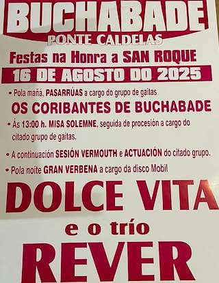 Fechas, información, programa, cartel, imágenes, mapa y ubicación de San Roque de Buchabade  en  Ponte Caldelas