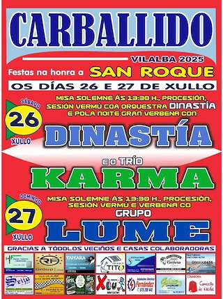 Fechas, información, programa, cartel, imágenes, mapa y ubicación de San Roque de Carballido  en  Vilalba