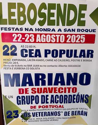 Fechas, información, programa, cartel, imágenes, mapa y ubicación de San Roque de Lebosende  en  Leiro