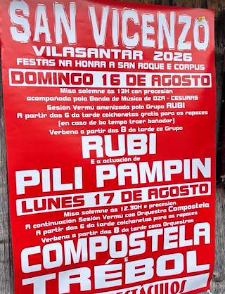 Fechas, información, programa, cartel, imágenes, mapa y ubicación de San Roque de San Vicente (2026) en Vilasantar
