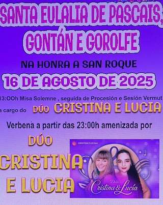 Fechas, información, programa, cartel, imágenes, mapa y ubicación de  San Roque de Santa Eulalia de Pascais, Gontán e Gorolfe  en  Samos