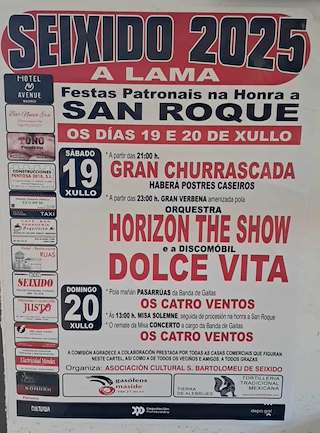 Fechas, información, programa, cartel, imágenes, mapa y ubicación de San Roque de Seixido  en  A Lama