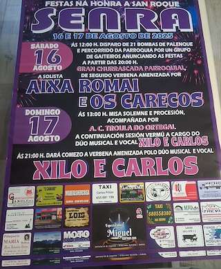 Fechas, información, programa, cartel, imágenes, mapa y ubicación de San Roque de Senra  en  Ortigueira