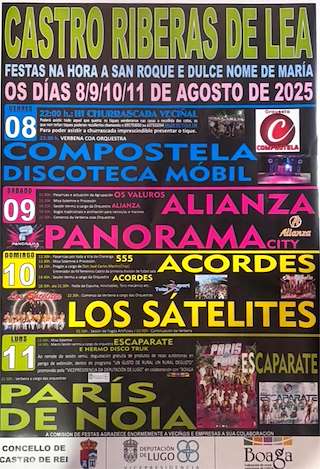 Fechas, información, programa, cartel, imágenes, mapa y ubicación de San Roque e Doce Nome de María de Castro Ribeiras de Lea  en  Castro de Rei