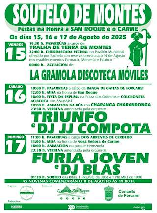 Fechas, información, programa, cartel, imágenes, mapa y ubicación de San Roque e Nosa Señora do Carme de Soutelo  en  Forcarei