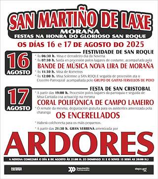 Fechas, información, programa, cartel, imágenes, mapa y ubicación de San Roque e San Cristovo de San Martiño de Laxe  en  Moraña