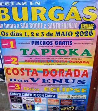 Fechas, información, programa, cartel, imágenes, mapa y ubicación de San Roque e Santa Eulalia de Burgás  en  Xermade